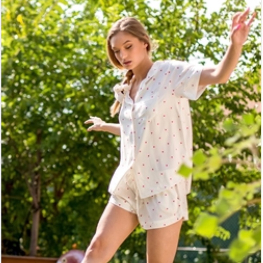 Plush Heart PJ Short Set White Size X Small